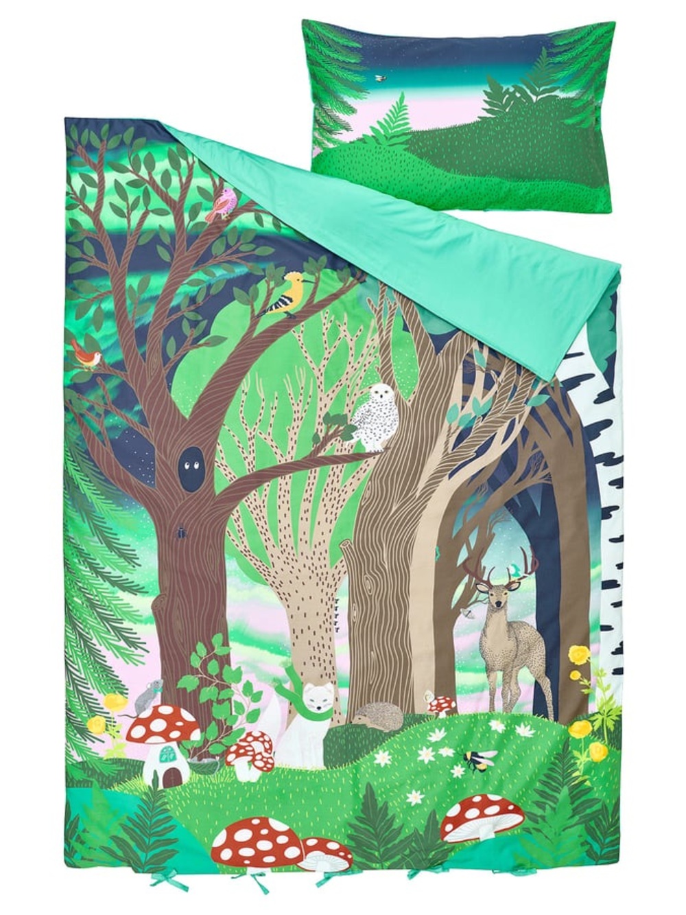 Ikea SKOGSDUVA Duvet Cover & Pillowcase Woodland Forest Pattern Twin